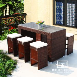 BÀN GHẾ ĂN NHỰA GIẢ MÂY MT233
