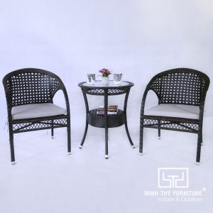 Bàn Ghế Cafe Nhựa Giả Mây MT299