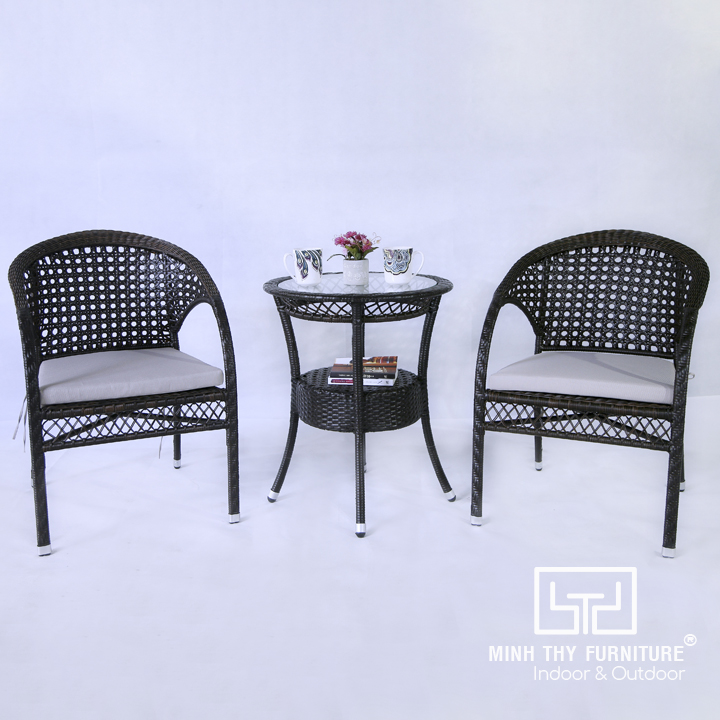 Bàn Ghế Cafe Nhựa Giả Mây MT299 Bàn Ghế Cafe Nhựa Giả Mây MT299