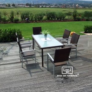 Bàn Ghế Ăn Nhựa Giả Mây MT218