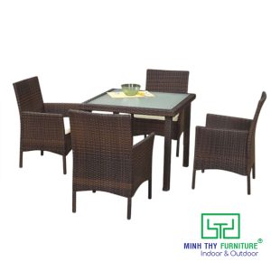 Bàn Ghế Cafe Nhựa Giả Mây MT217