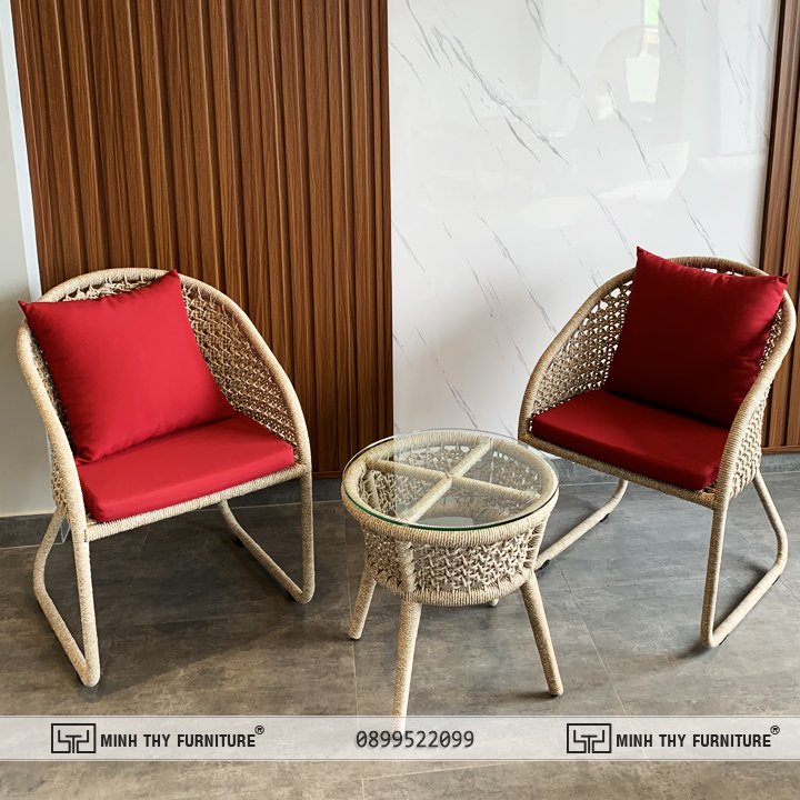 Bàn Ghế Cafe Đan Dây Dù Sân Vườn MT2A274
