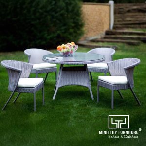 Bàn Ghế Cafe Nhựa Giả Mây MT2A153