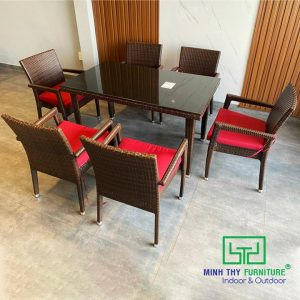 Bàn Ghế Cafe Nhựa Giả Mây MT2A276