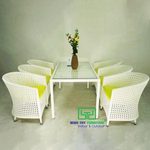 Bàn Ghế Cafe Nhựa Giả Mây MT2A157