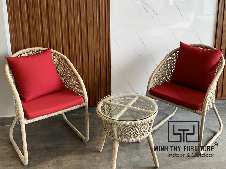 Bàn Ghế Cafe Đan Dây Dù Sân Vườn MT2A274