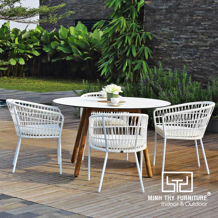 Bàn Ghế Cafe Nhựa Giả Mây MT2017 Bàn Ghế Cafe Nhựa Giả Mây MT2017