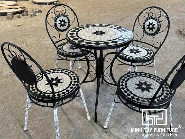 Bàn Ghế Sắt Ngoài Trời Mosaic Bàn Ghế Sắt Ngoài Trời Mosaic