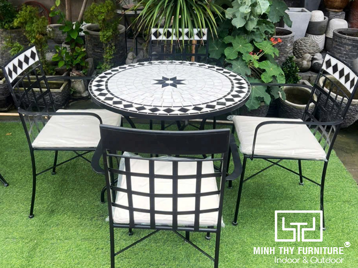 Bàn Ghế Cafe Sắt Mosaic Ngoài Trời Bàn Ghế Cafe Sắt Mosaic Ngoài Trời